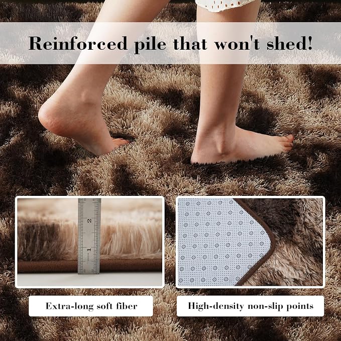 yongyangjuxin Fluffy Rug Shag Area Rug, Mottling Brown 10x14 Area Rugs - Image 6
