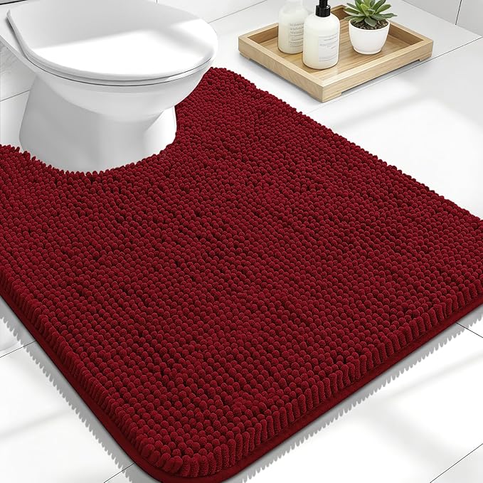 OLANLY Toilet Rugs U-Shaped 24x20, Extra Soft Absorbent Chenille Contour by OLANLY