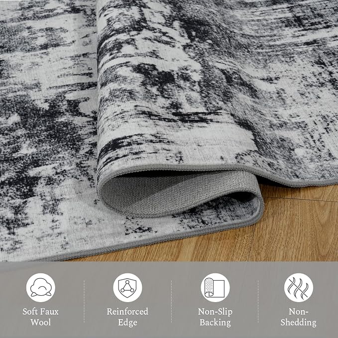Rugflix 10x14 Area Rugs for Living Room, Big Washable Dark Carpet Non-Slip for - Image 7