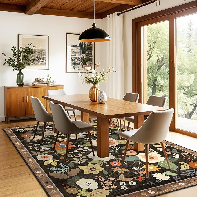 RELEANY Floral 6x9 Area Rugs Washable Print Boho Cute Carpet Non Slip Flower - Image 8