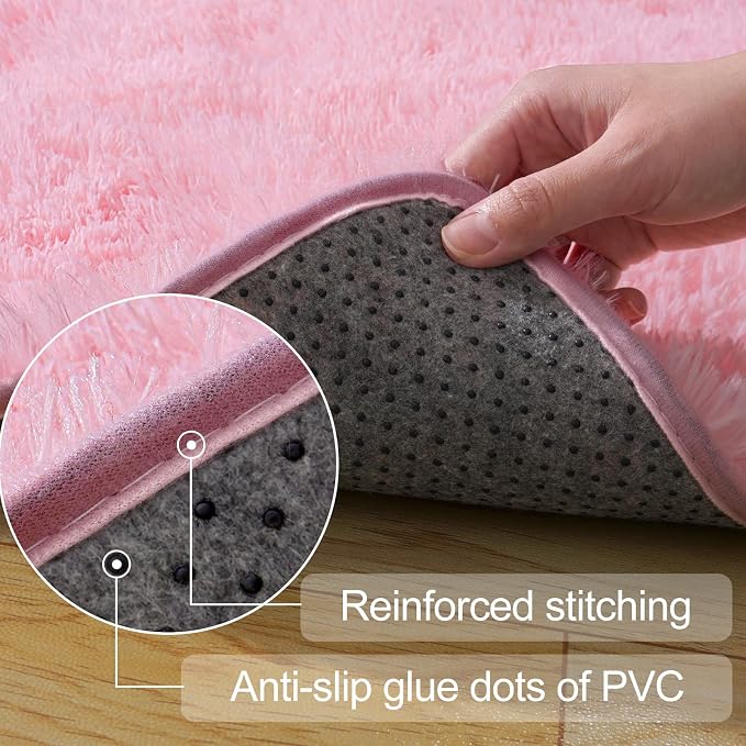 qulint Pink Rugs for Bedroom Girls, 2x3 Fluffy Area Rugs for Living Room Soft - Image 5