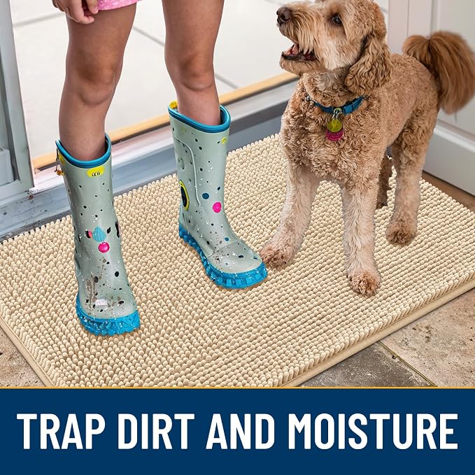 Smiry Dog Door Mat for Muddy Paws 47x20, Absorbent Dirt Trapper, Non-Slip - Image 3