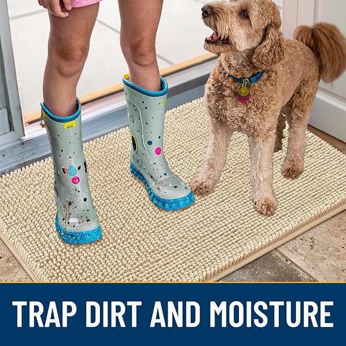 Smiry Dog Door Mat for Muddy Paws 47x32, Absorbent Dirt Trapper, Non-Slip - Image 3