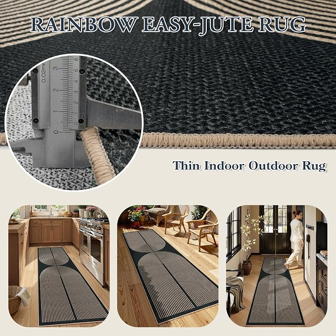 Lahome Enfys Modern Rainbow Kitchen Runner Rug, 2x8 Easy Jute Rug Runners - Image 4