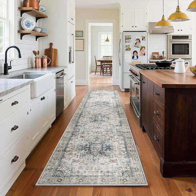 Machine Washable Kitchen Runner Rugs: 2'x10' Hallway Runner Rug Non Slip Low by palohom