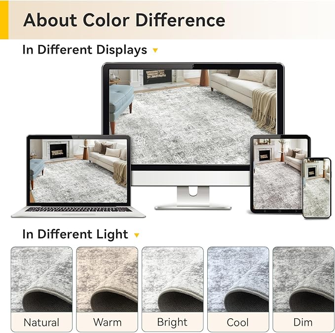 RELEANY Washable Area Rugs Square 8ft Non-Slip Modern Abstract Soft - Image 7