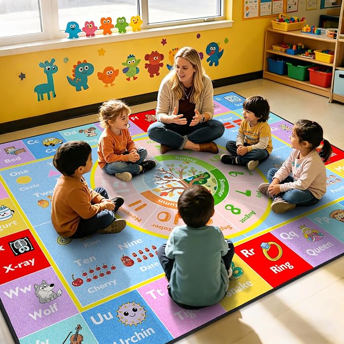 ABC Kids Rug for Playroom, 4x6 ft Alphabet Small Classroom Rug, Non-Slip - Image 7