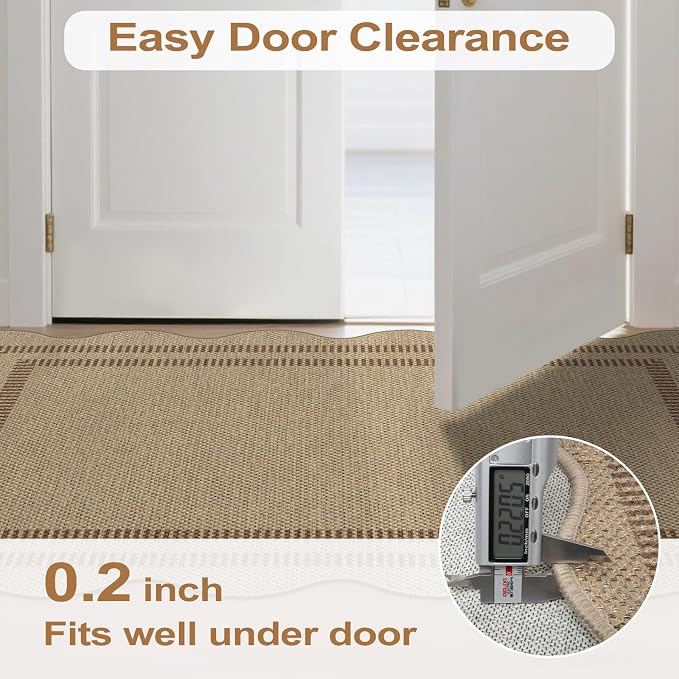 Scalloped Easy Jute 2.6x8 Kitchen Runner Rug, Washable Rugs - Image 6