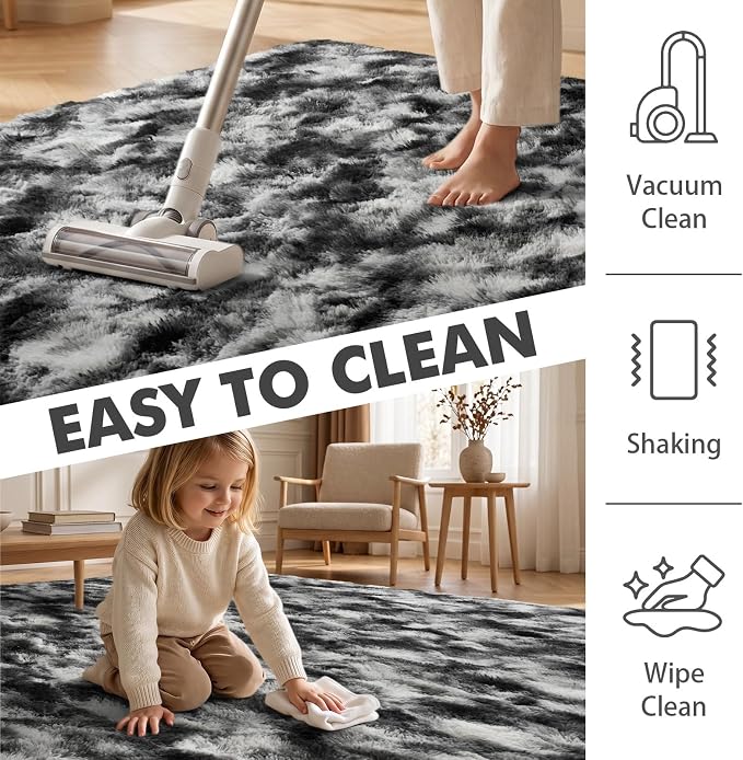 7x10 Ft Extra Large Shag Rugs for Living Room, Tie Dyed Ultra Soft Fluffy Furry - Image 7