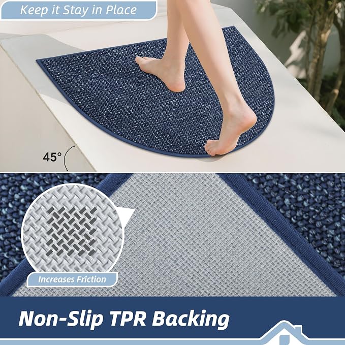 BEQHAUSE Dirt Trapper Door Mat 24" x 36" Half Circle Non-Slip Washable Doormats - Image 4