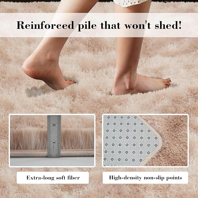 Fluffy Rug Shag Area Rug, Mottling Beige 3x5 Area Rugs - Image 5