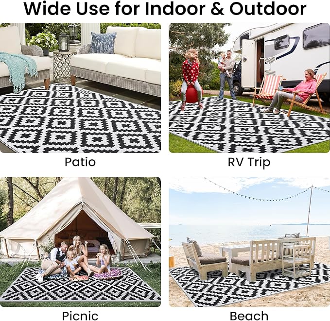 Smiry Waterproof Outdoor Rug 5x8 ft, Reversible Plastic Straw Patio Camping Rugs - Image 7