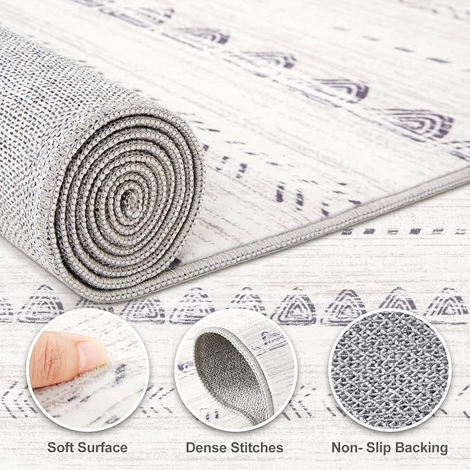 Nakagishi 9x13 Area Rugs Living Room: Washable Boho Large Neutral Soft - Image 3
