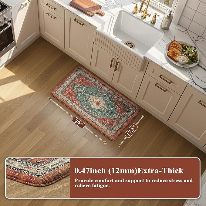 Collive Boho Kitchen Mats Cushioned Anti Fatigue Mats, Non-Slip Kitchen Floor - Image 2