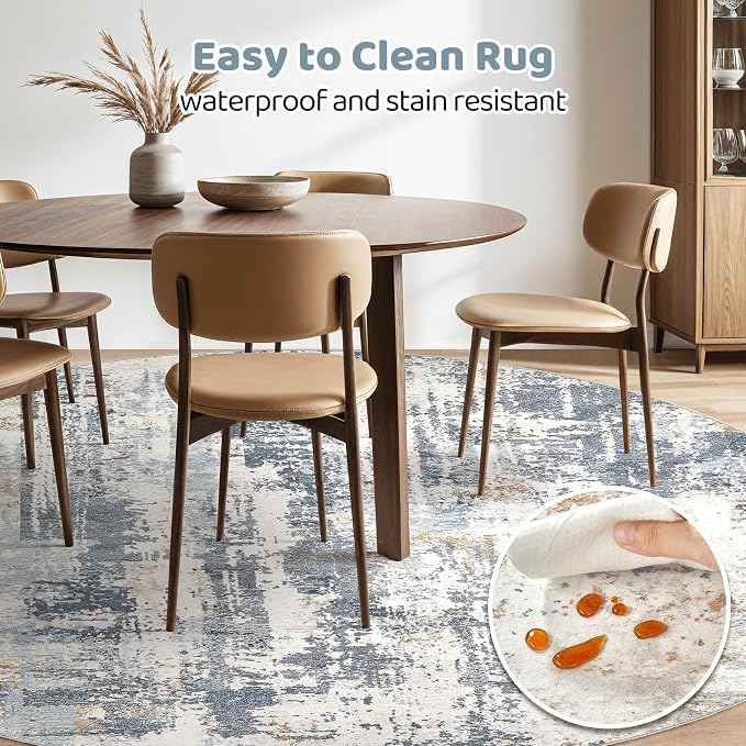 Round Rug Living Room Rugs: 8Ft Washable Circle Large Abstract Modern Soft - Image 5