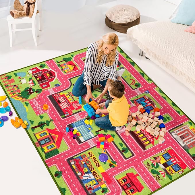 Kids Carpet Playmat Rug 59"x39.4", Car Rug - Image 6