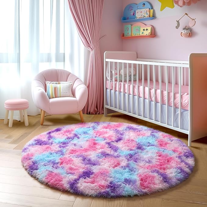 Amdrebio Hot Pink Rainbow Small Circle Area Rug 3Ft - Image 7