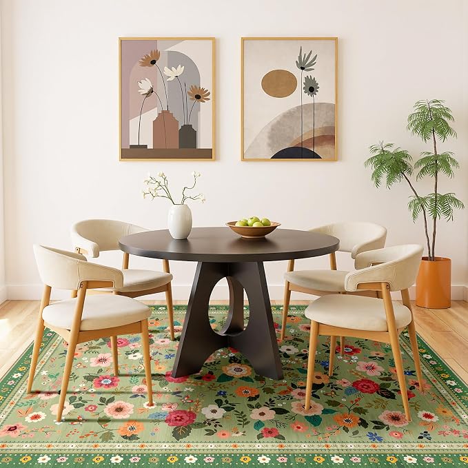 3x5 Area Rugs for Living Room Vacuum-Friendly Machine Washable Area Rug Flower - Image 8