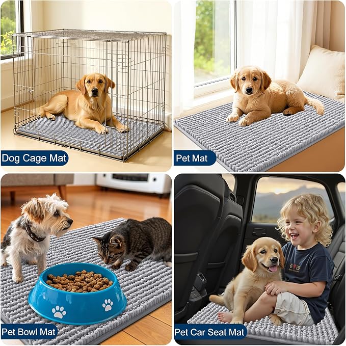 OLANLY Dog Door Mat for Muddy Paws 24x16, Ultra Absorbent Chenille Mud Doormat - Image 7