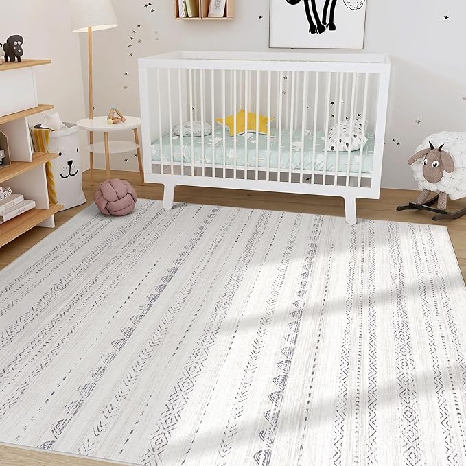 Nakagishi 8x11 Area Rugs Living Room: Washable Boho Large Neutral Soft - Image 7