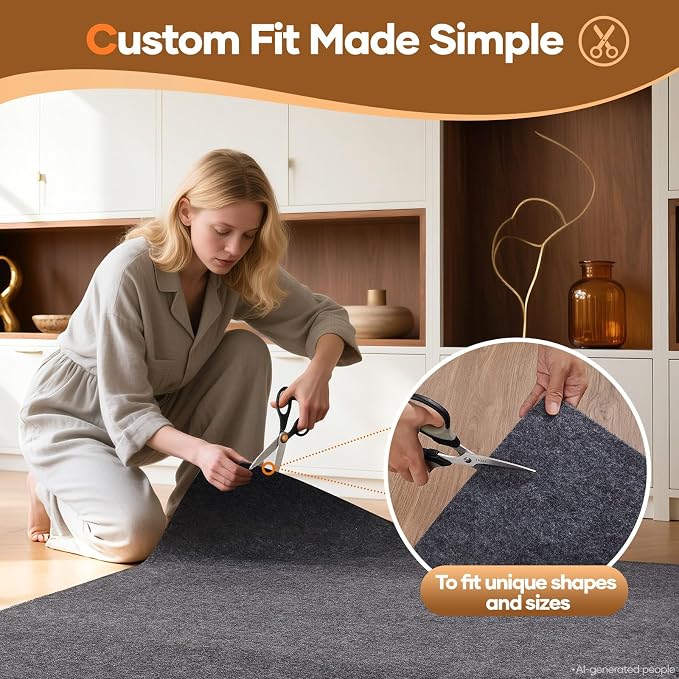 Veken 6 Ft Round Non Slip Cushioned Rug Pad Gripper, Felt and Silicone Backing - Image 7