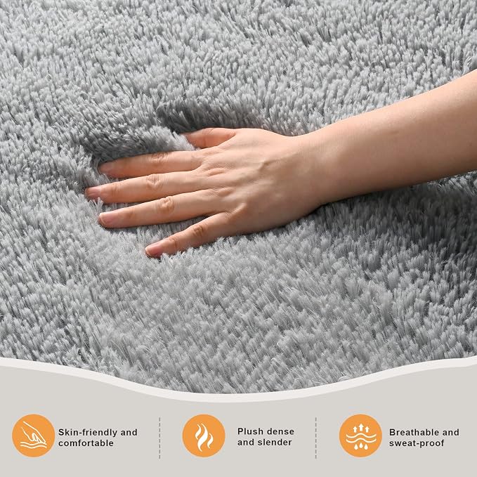 Zentavio Area Rugs for Living Room Grey Rugs for Bedroom 4x6 Carpet Fluffy - Image 2