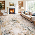 Rugflix 8x10 Washable Area Rugs, Neutral Boho Carpet Living Room Rug Non Slip by RugflixAreaRugs
