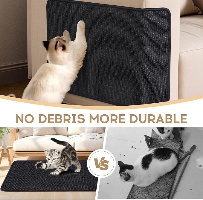 Graciadeco Black Cat Scratching Mat Sisal, 2 Packs Sisal Fabric Large Cat - Image 5