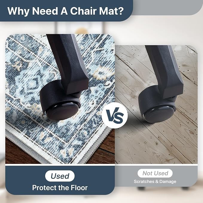 36"x48" Office Chair Mat for Hardwood Tile Floor, Under Desk Carpet Protector - Image 4