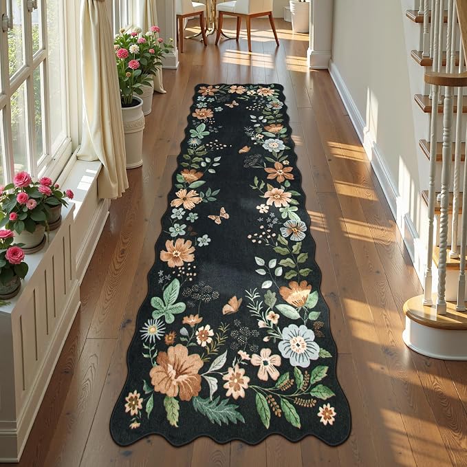 Lahome Floral Runner Rug for Hallways, Soft Washable Hallway Rugs by Lahome