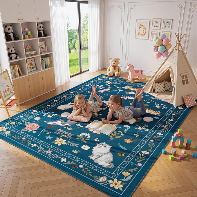 Unirea 8x10 Dark Blue Cat Area Rugs - Image 6