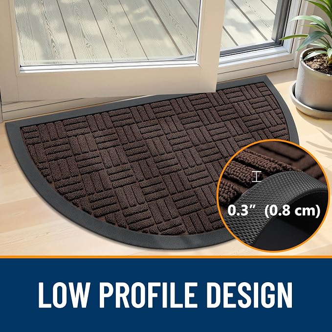 OLANLY Half Circle Door Mat Outside Entrance 29.5x17, Heavy Duty Sturdy Natural - Image 4