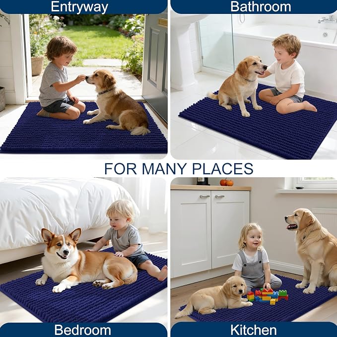 OLANLY Dog Door Mat for Muddy Paws 36x24, Ultra Absorbent Chenille Mud Doormat - Image 8
