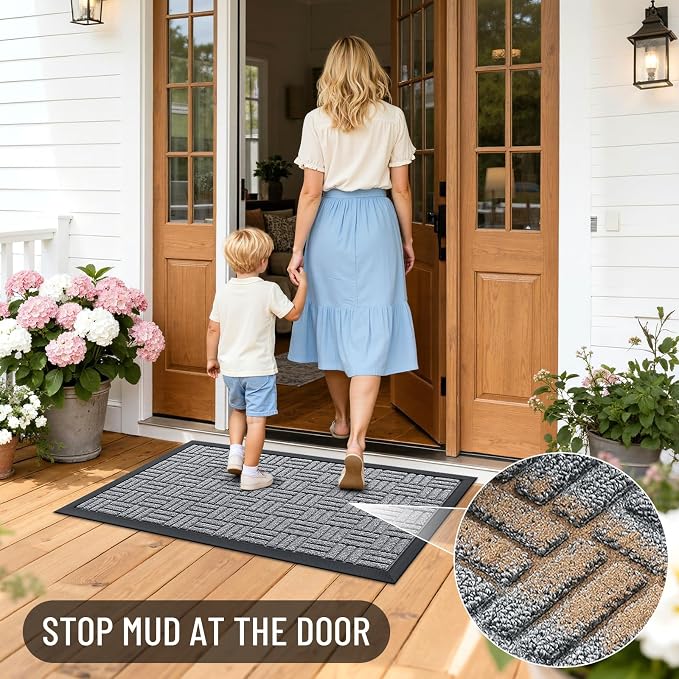 OLANLY Front Door Mat Outside Entrance 71x23, Heavy Duty Sturdy Natural Rubber - Image 6