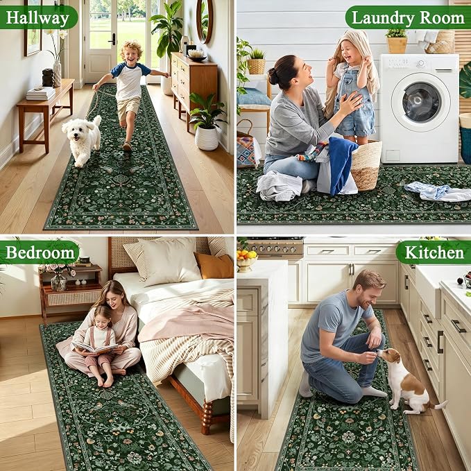 HEBE Washable Hallway Runner Rug 2'x 8' Non Slip Kitchen Rugs Runner, Low Pile - Image 6