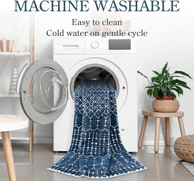 Lahome Moroccan Washable Runner Rug 2x10, Non Slip Hallway Runner Rug 10 Ft - Image 3