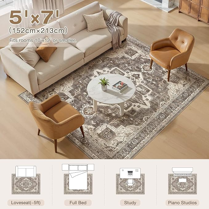 Washable 5x7 Area Rug for Living Room - Image 8