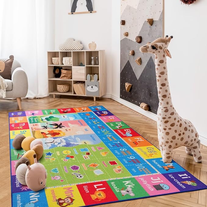 Macgace ABC Kids Rug for Playroom, 4x6 Washable Classroom Area Rugs, Toddler - Image 4