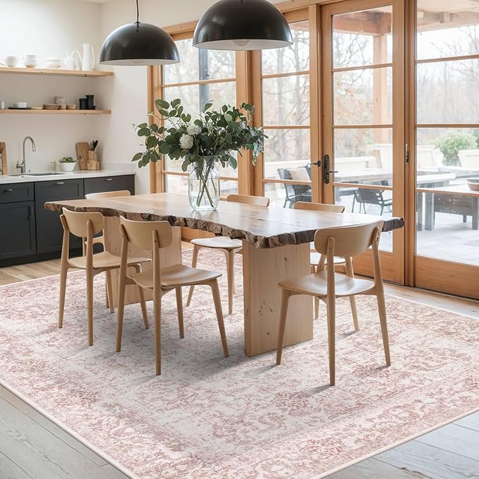 Rugxara 6x9 Washable Area Rug for Living Room & Bedroom, Large Light Pink Rugs - Image 3