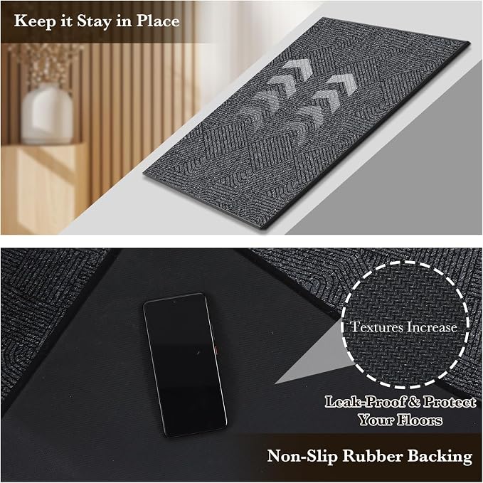 Indoor Door Mat 17"x30", Low-Profile Welcome Front Door Mat Indoor Entrance - Image 5