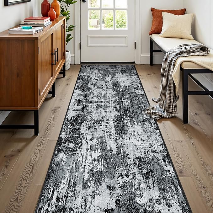 RELEANY Washable Area Rugs 2'x8' Non-Slip Modern Abstract Soft by RELEANY