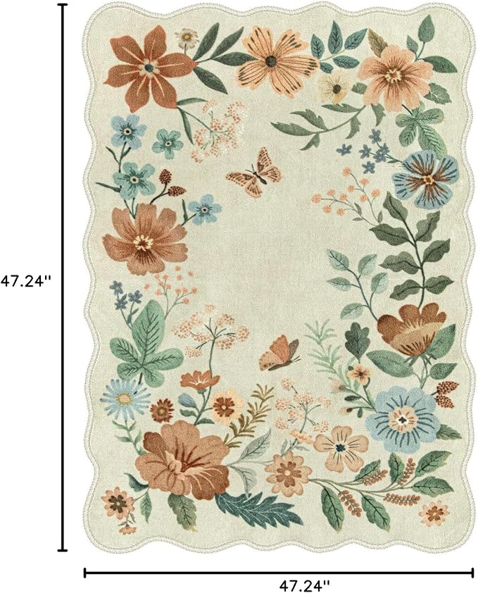 Lahome Floral Living Room Rug, 5x7 Rugs - Image 2