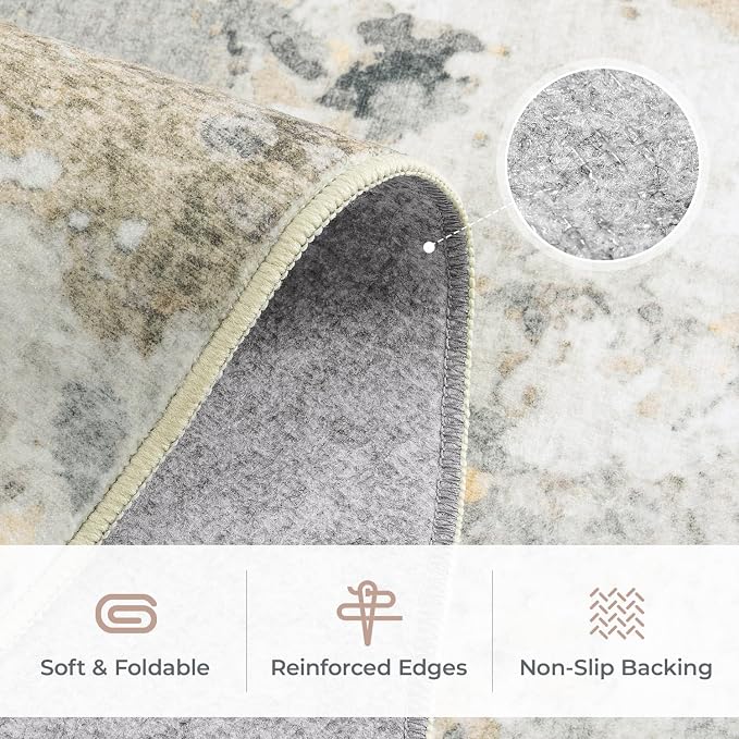 Area Rugs 9x12 Living Room, Large Soft Washable Abstract Neutral Bedroom Rug - Image 6