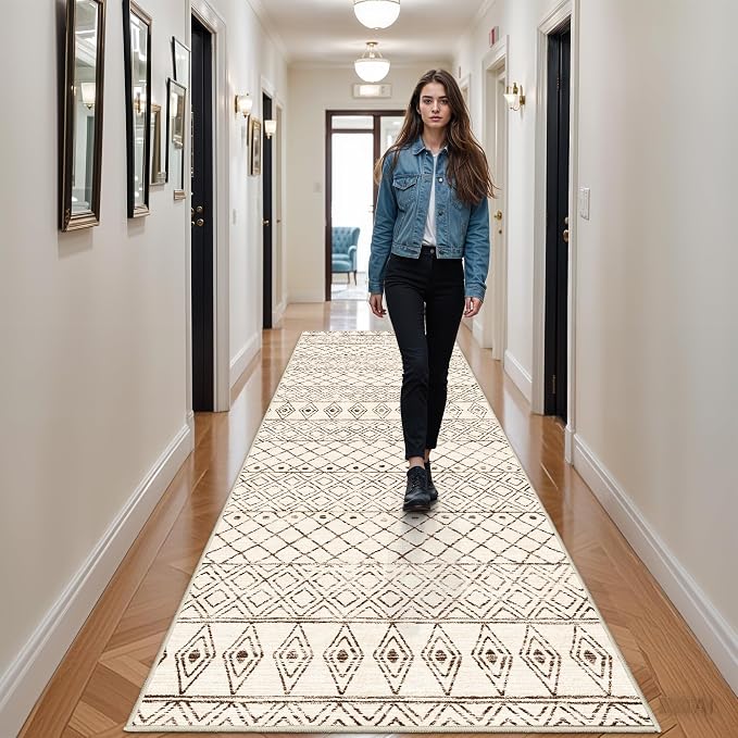 Washable 4x12 Runner Rug Hallway: Moroccan Non Slip Extra Long Rugs by BYYVOORugsforYourHome