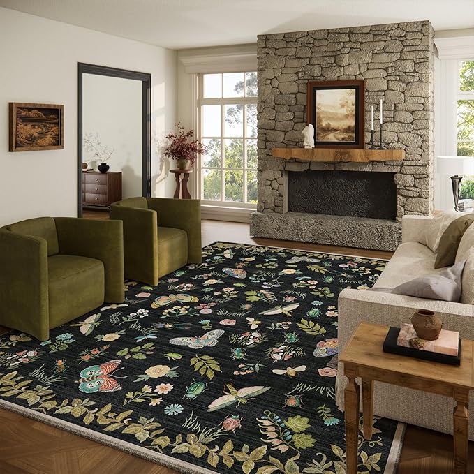 Washable Area Rug for Living Room: 8x10 Area Rugs Vintage Rugs Stain Resistant by palohom