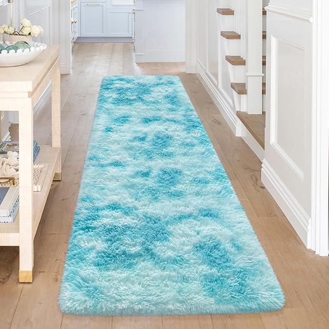 Light Blue Fluffy Rug for Bedroom Living Room, 2x8 ft Soft Sky Blue Bedroom - Image 3