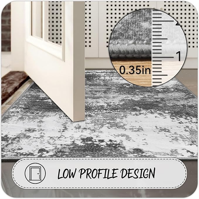Rug Runners for Hallways Kitchen 2.6x8 Non Slip Washable Grey Entryway Runner - Image 5