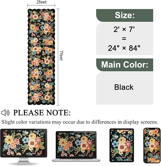DUKINO Washable Runner Rug, 2x7 Lightweight Soft Floral Hallway Rug Runner - Image 2