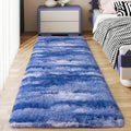 Soft Runner Rugs for Bedroom Hallways, 2x6 Abstract Blue White Fluffy Shag by Ailyei