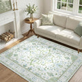 RELEANY Area Rugs 4'x6' Washable Non-Slip, Floral Vintage Distress Medallion by RELEANY